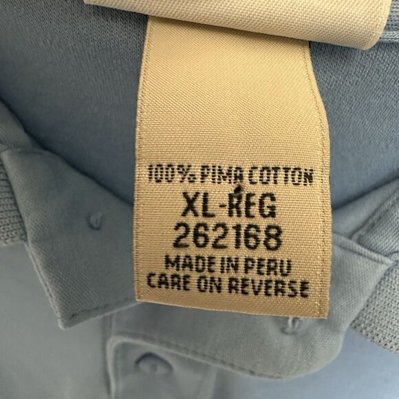 L.L. Bean Mens Polo Top XL Pima Cotton Light Blue Short Sleeve Golf Callout - Picture 4 of 9